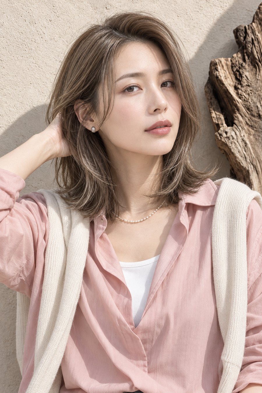 ユニクロのレーヨンスキッパーブラウスとくびれミディアムで整える豊中の通勤服(髪型のイメージ)