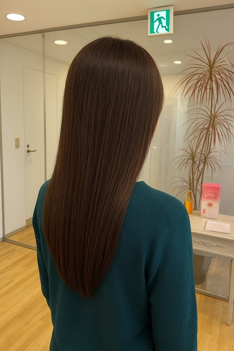 秋の乾燥で広がる髪に、自然な艶ストレート