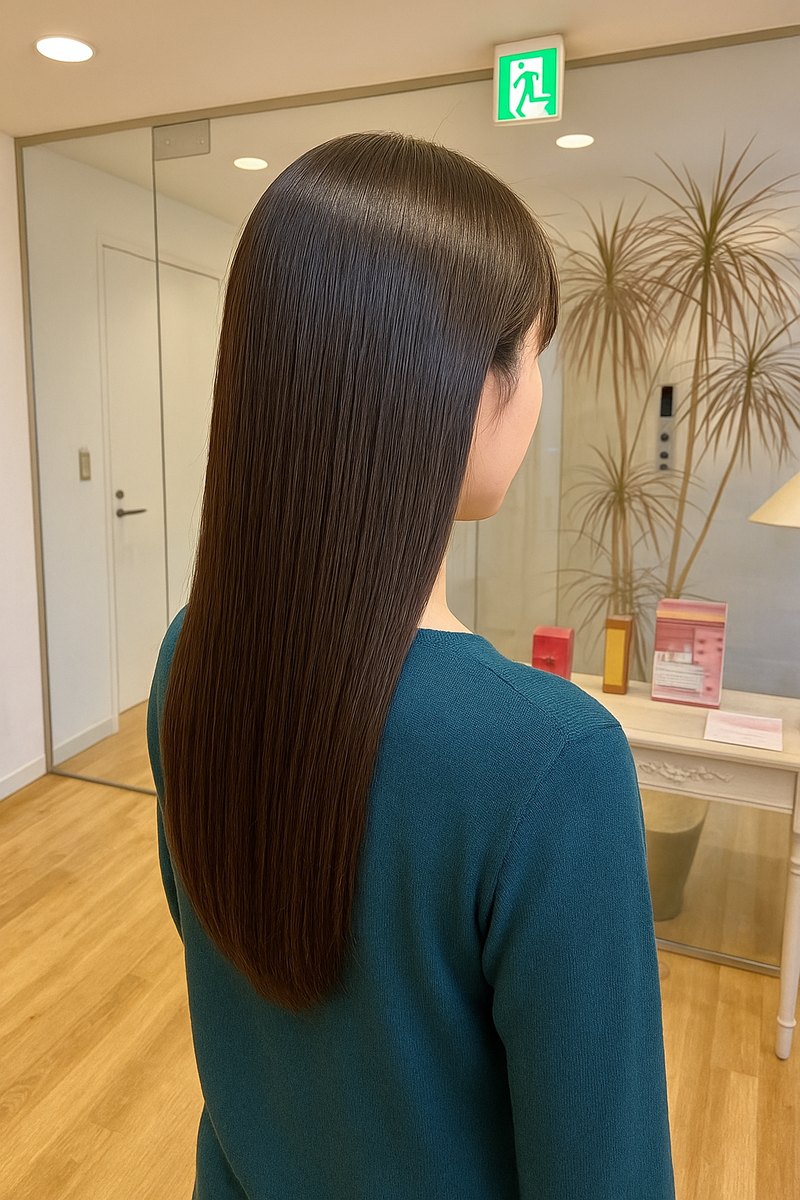 秋のうねり対策に、艶のあるストレートロング