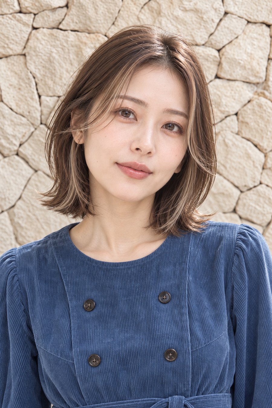 秋服に合うフェイスフレーミングの外ハネボブ