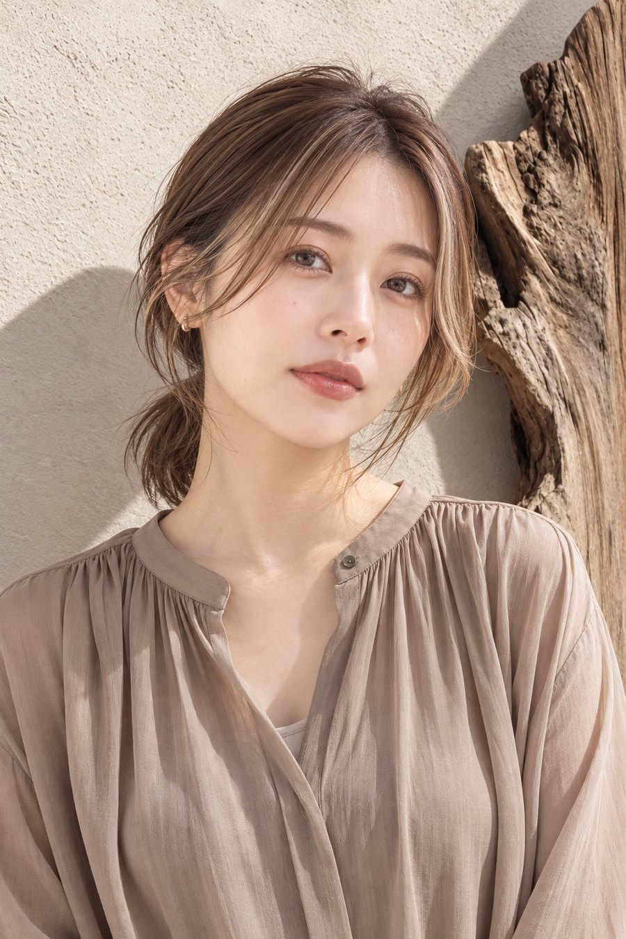 秋に扱いやすい結べるミディアムと顔まわりカラー（ヘアスタイルのイメージ）