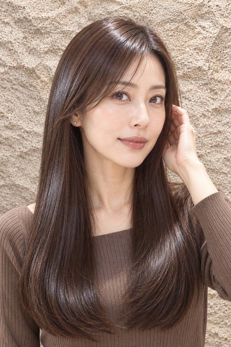 広がりやすい髪を艶やかに整えるナチュラルストレート（ヘアスタイルのイメージ）