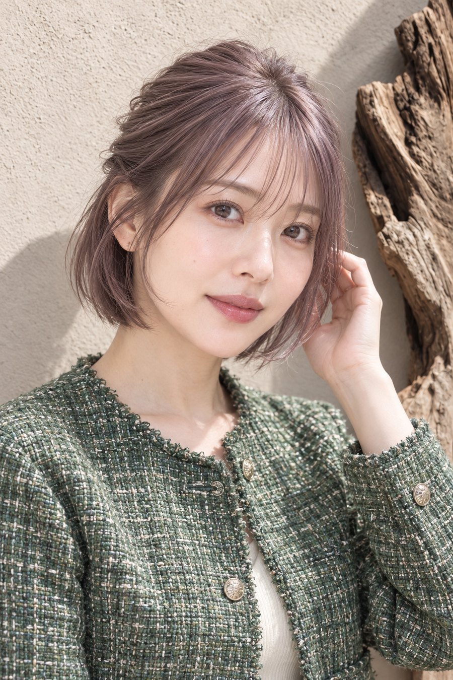 秋の乾燥に映えるラベンダーアッシュのやわらかショートボブ(ヘアスタイルのイメージ)