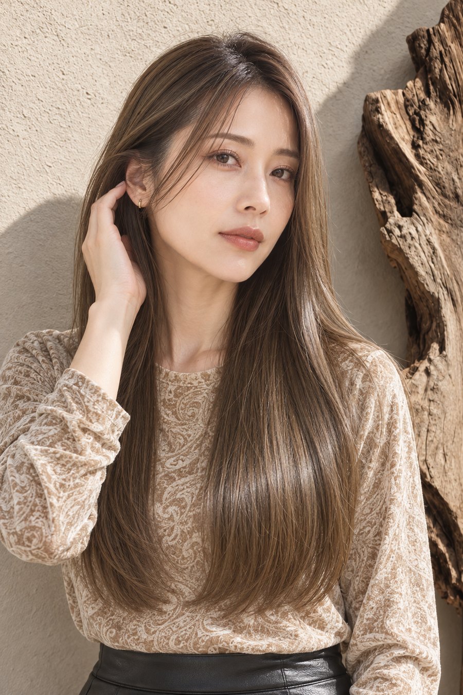 秋に似合う艶ロングとオリーブベージュの髪質改善(ヘアスタイルのイメージ)