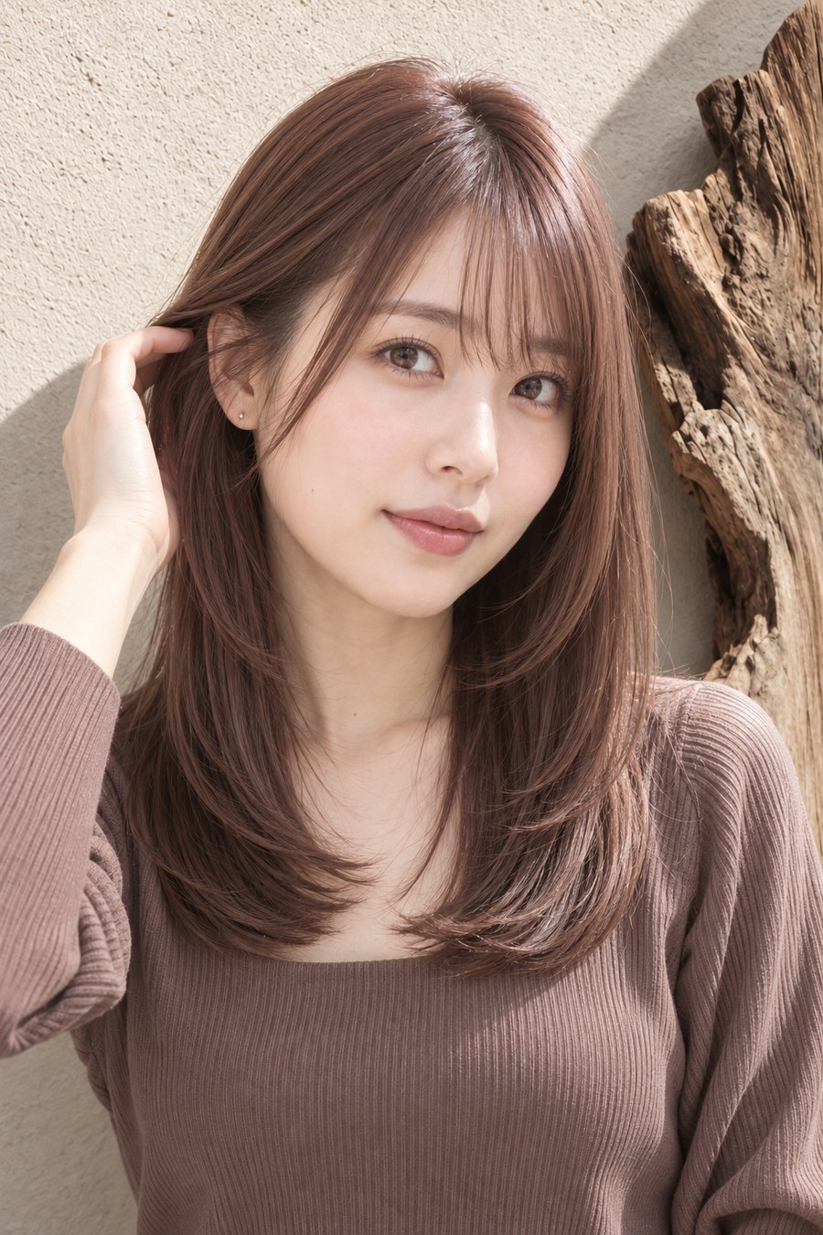 くびれミディアムの広がりをおさえる秋の整え方(ヘアスタイルのイメージ)