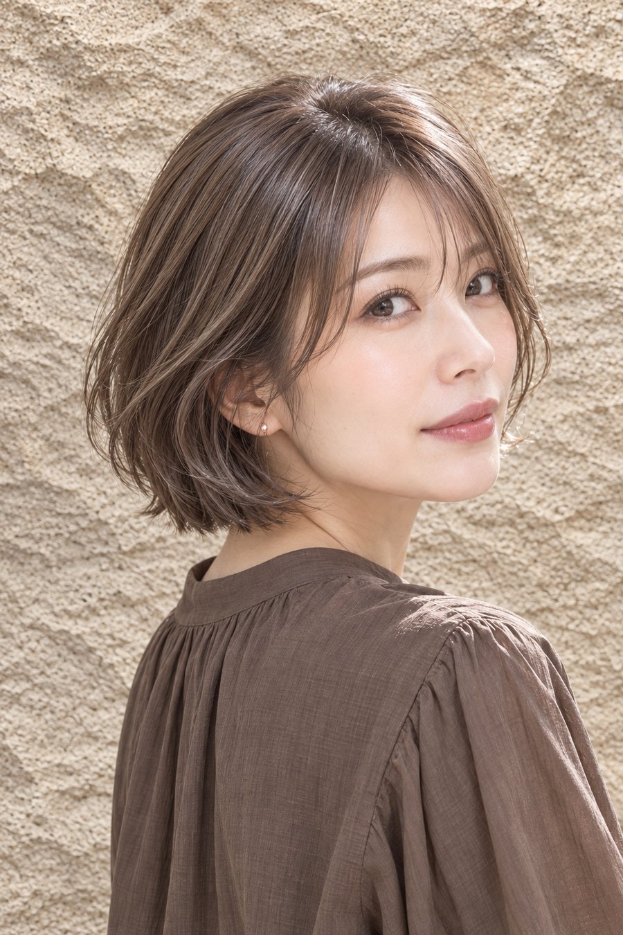 秋の乾燥対策に。やわらかく見えるショートボブ(ヘアスタイルのイメージ)