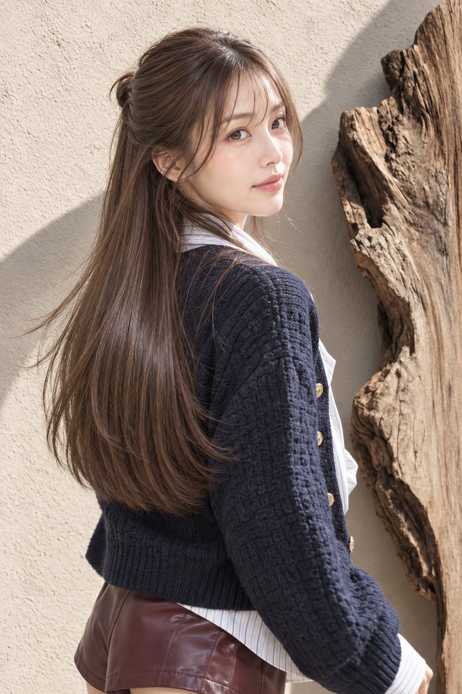 秋に映えるチョコレートブラウンの艶ロング髪型（ヘアスタイルのイメージ）