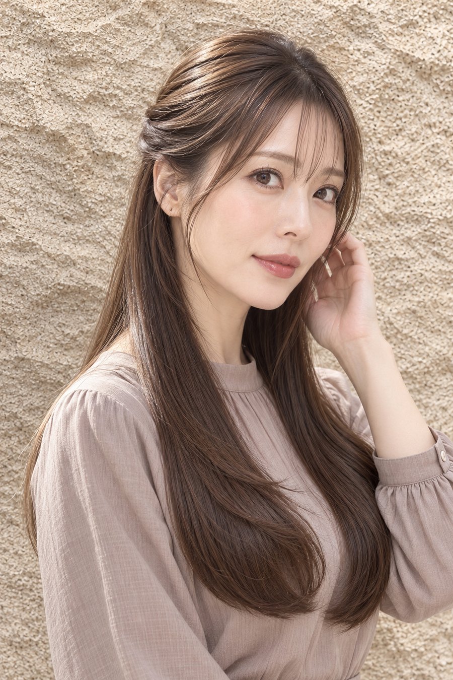 湿気で広がる髪を整える艶ロングの髪質改善(ヘアスタイルのイメージ)