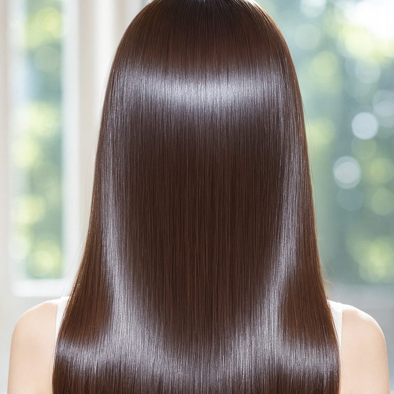 Glossy hair after root hair straightening