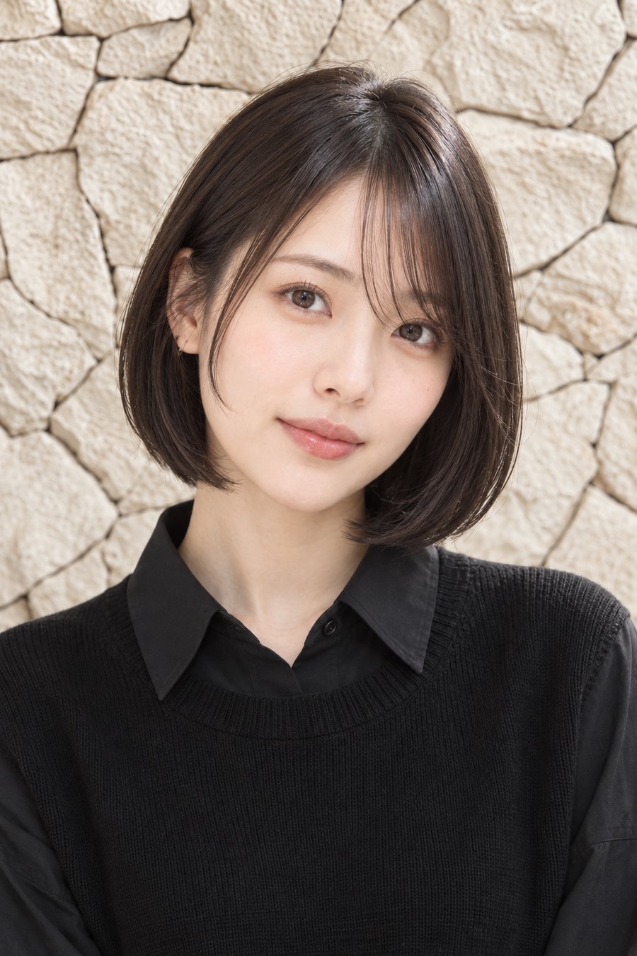 Rounded bob that goes well with black outfits